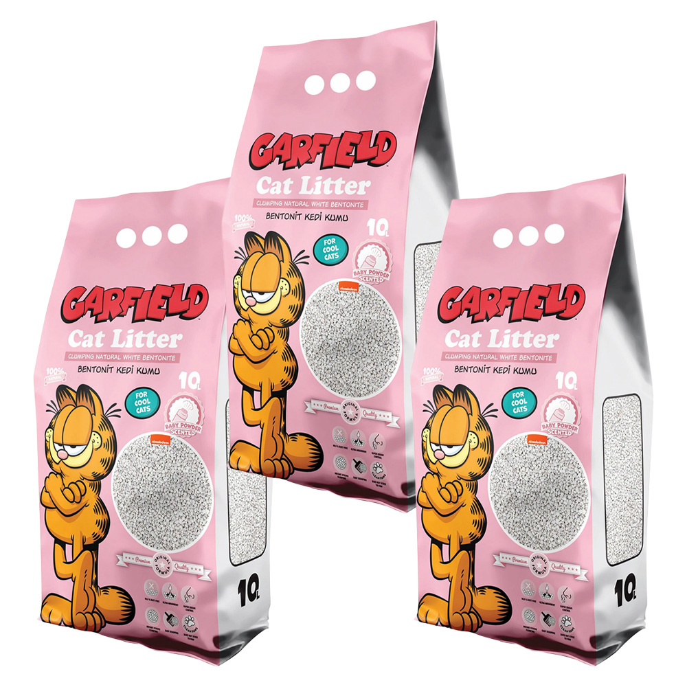 Garfield Żwirek Bentonitowy dla Kota Baby Powder 3x10L